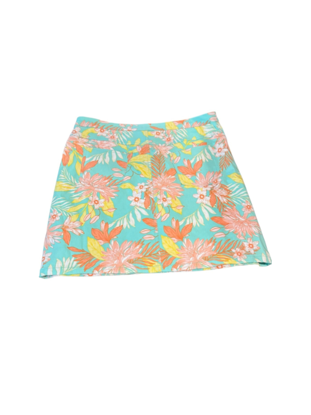 Women's Hearts of Palm Teal Orange Floral Skort Size 10 - Picture 3 of 6